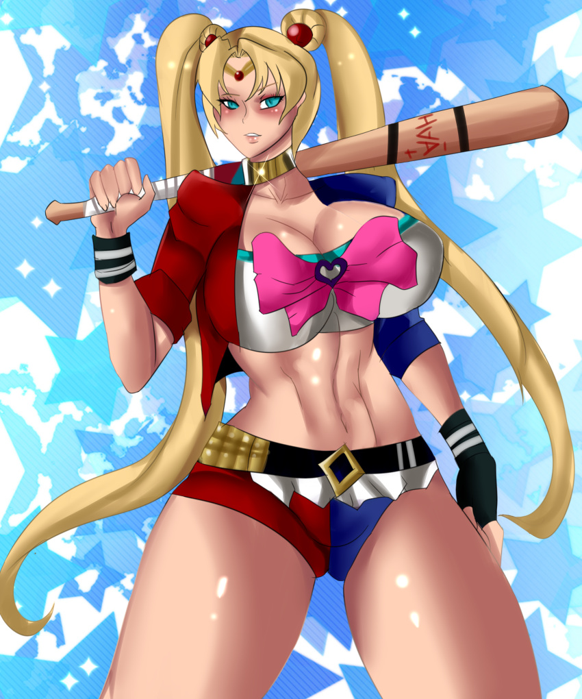 1girls athletic athletic_female baseball_bat batman_(series) big_breasts bishoujo_senshi_sailor_moon blonde_hair blue_eyes breasts choker cleavage clothing cosplay dc dc_comics female female_only fit fit_female harley_quinn_(cosplay) hipponova hot_pants huge_breasts large_breasts sailor_moon shorts solo solo_female suicide_squad thick_thighs twintails usagi_tsukino