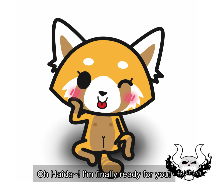 4rchf1end aggressive_retsuko ailurid anthro blush female flat_chested genitals hi_res mammal nipples nude on_model one_eye_closed presenting presenting_pussy pussy red_panda retsuko sanrio solo spread_legs spreading straight_hair subtitled tongue tongue_out wink