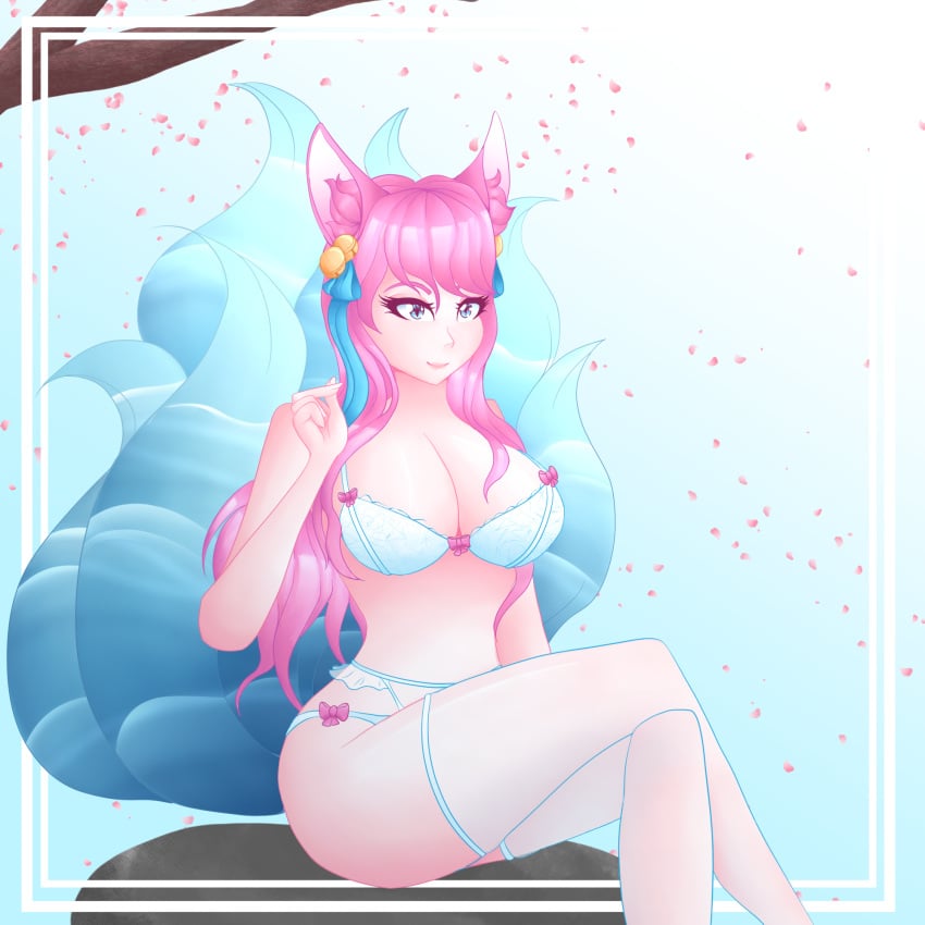 2020 ahri big_breasts league_of_legends lingerie lunaying riot_games spirit_blossom_ahri spirit_blossom_series vastaya