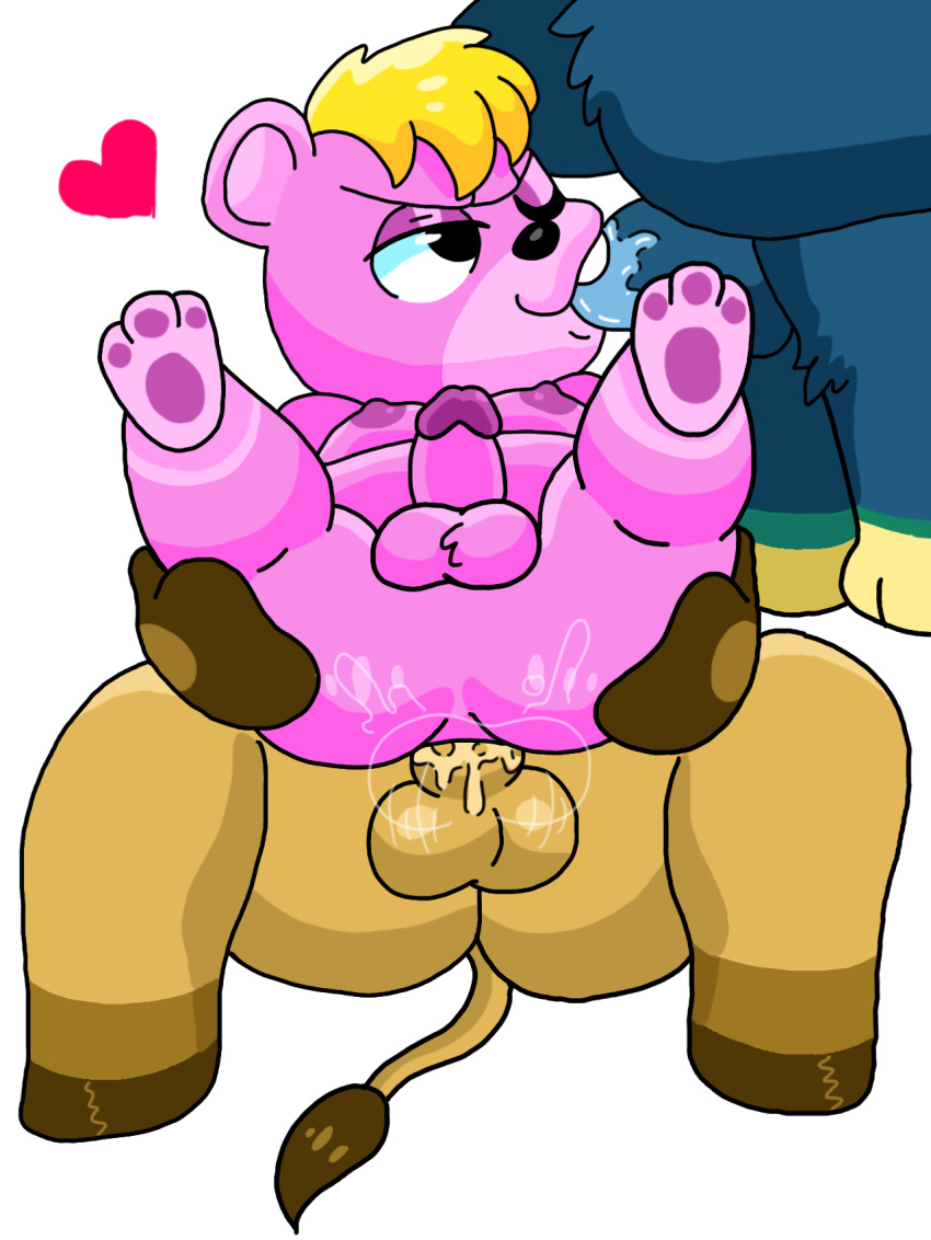 2020 anal animal_crossing anthro balls blue_body blue_fur bovid bovine brown_body brown_fur cattle fur genitals groucho_(animal_crossing) group group_sex heart hi_res humanoid_genitalia humanoid_penis male male/male mammal nintendo penis pink_body pink_fur sex sinribbons slightly_chubby threesome ursid vic_(animal_crossing) video_games vladimir_(animal_crossing)