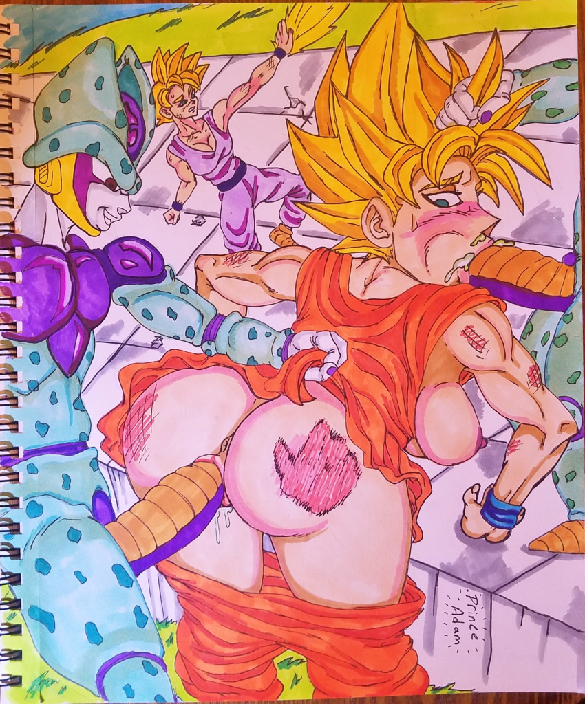 big_ass cell_games cell_junior cum dragon_ball dragon_ball_gt dragon_ball_z female fighting gangbang genderswap nipples pants_pulled_down princeadam rape rule_63 saiyan son_gohan son_goku spanked_mark spitroast super_saiyan traditional_media_(artwork)