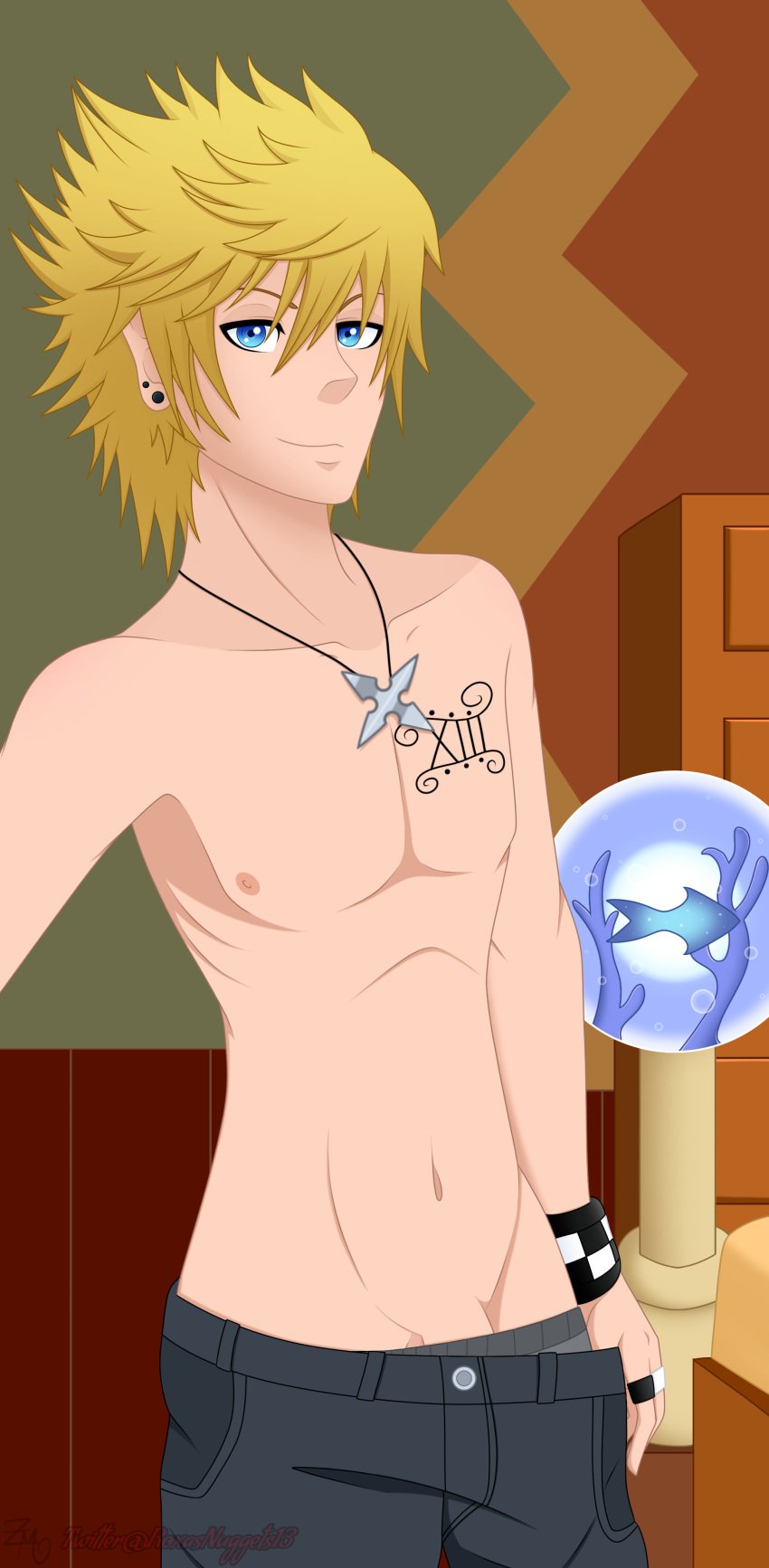 kingdom_hearts male male_only penis_peek roxas roxasnuggets13 twilight_town