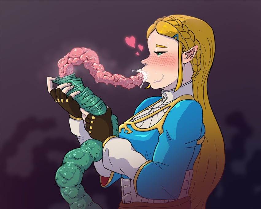 blonde_hair blush breath_of_the_wild clothed_female clothing consensual_tentacles cum cum_in_mouth cum_on_tongue fellatio green_eyes green_tentacles half-closed_eyes happy happy_sex heart heart_eyes hug hylian light_skin looking_pleasured monster nintendo nude oral pointy_ears princess_zelda purugameko royal royalty smile tentacle tentacle_sex teratophilia the_legend_of_zelda zelda_(breath_of_the_wild) プルガメ_(46754200)