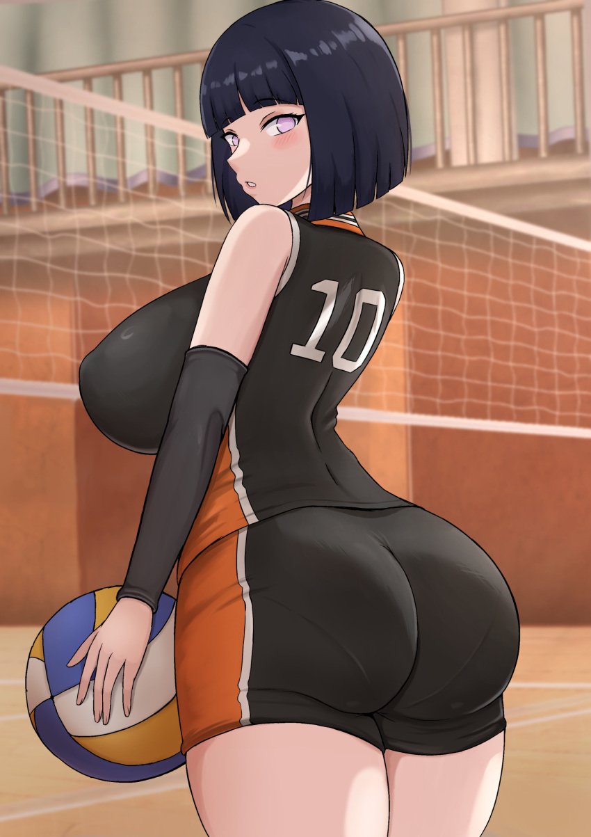 1girls 2024 armwear ass ball big_ass black_armwear black_clothing black_hair black_shirt black_shorts bob_cut boruto:_naruto_next_generations breasts bubble_butt clothed_female crossover_cosplay dat_ass female female_only haikyuu!! hi_res huge_ass huge_breasts hyuuga_hinata indoors large_ass large_breasts light-skinned_female light_skin looking_at_viewer looking_back looking_back_at_viewer mature_female milf mini_short minishorts mother naruto naruto_(series) pale-skinned_female pink_eyes short_hair sleeptopi sleeveless_shirt solo solo_female sportswear three_tone_clothing twitter_link volleyball volleyball_(ball) volleyball_uniform