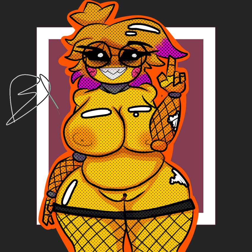 1girls animatronic animatronic_female big_breasts big_hips five_nights_at_freddy's robot showbiz_toy_chica socks toy_chica_(fnaf) yellow_skin