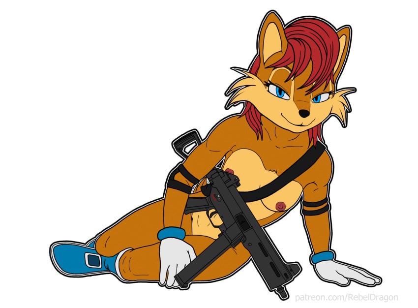 alpha_channel anthro archie_comics boots boots_only breasts chipmunk clothing elbow_pads female flak_jacket footwear footwear_only gloves gloves_only ground_squirrel gun handwear handwear_only heckler_and_koch hk_ump mammal mostly_nude nipples nude ranged_weapon rebeldragon101 rodent sally_acorn sciurid sega small_breasts solo sonic_(series) sonic_the_hedgehog_(archie) sonic_the_hedgehog_(comics) sonic_the_hedgehog_(series) submachine_gun topwear weapon