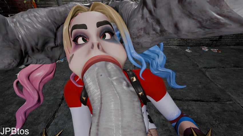 1girls batman_(series) big_cock big_lips blowjob blue_hair bulging_cheek crossover dc dc_comics deepthroat eastern_and_western_character fellatio fortnite harley_quinn harley_quinn_(fortnite) huge_cock hyper_penis jpbtos just_the_tip light-skinned_female massive_penis monster monster_cock monster_rape multicolored_hair oral pink_hair puffed_cheeks rape regenerator resident_evil twintails