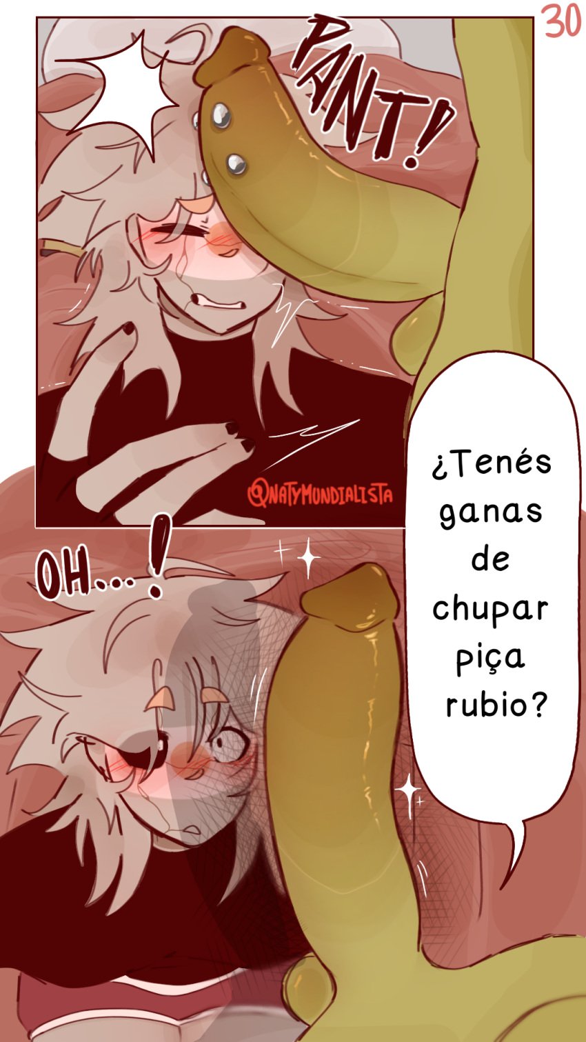 2boys argentina_(countryhumans) big_penis brazil_(countryhumans) comic comic_page comic_panel countryhumans couple dick gay kinky_naty male married_couple page_30 piercing spanish_text