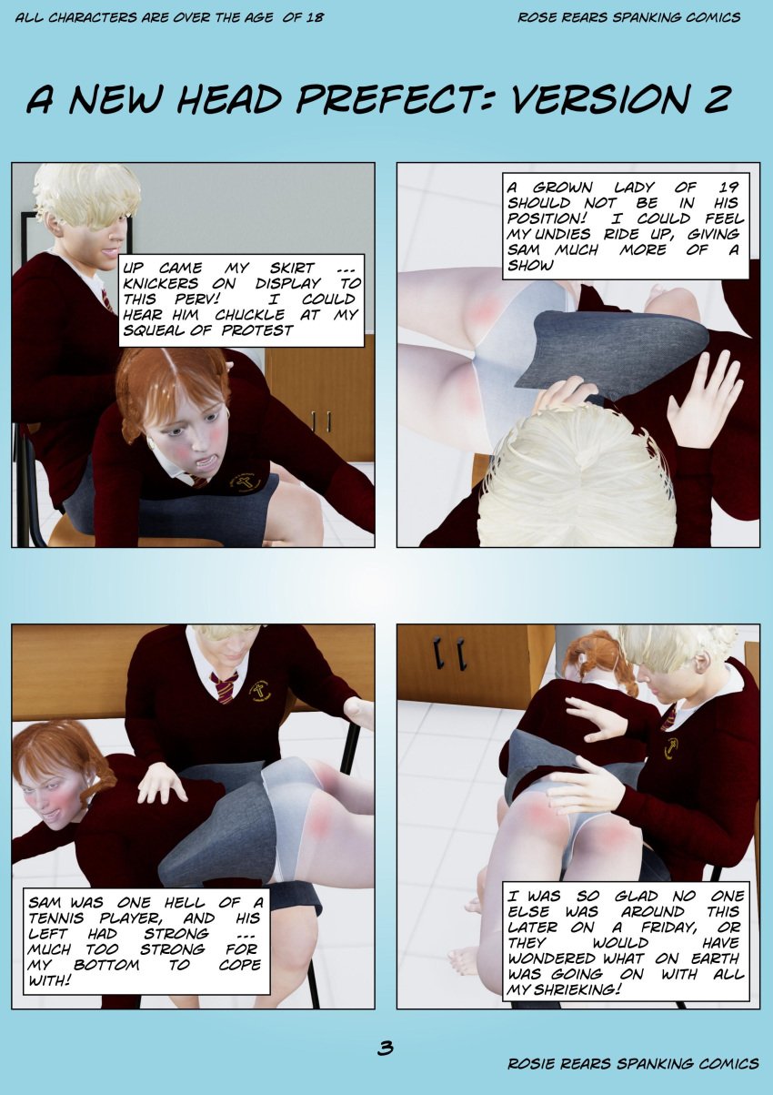 classroom comic english_text page_3 page_number rosierears school schoolgirl_clothes schoolgirl_outfit schoolgirls spanking