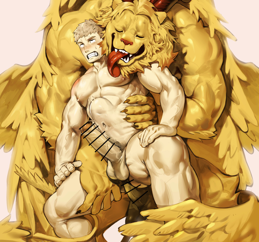 2boys anal anal_sex anthro anthro_penetrated anthro_penetrating_human ass balls bara bara_tits barazoku big_balls big_dom_small_sub big_penis censor_bar censored completely_nude completely_nude_male delicious_in_dungeon dominant dominant_male domination dungeon_meshi duo erection fur furry gay gay_anal gay_domination gay_sex hard_on huge_balls huge_cock laios_touden lion lion_boy male male/male male_focus male_nipples male_only male_penetrated male_penetrating_male male_pubic_hair manly muscular_anthro muscular_male nipples nude penetration penis sex size_difference solo_male stomach_bulge winged_lion_(dungeon_meshi) yaoi