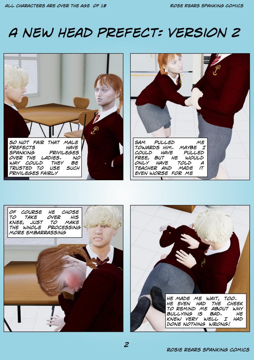 comic english_text page_2 page_number rosierears school_girl school_uniform schoolgirl spanked_butt spanking