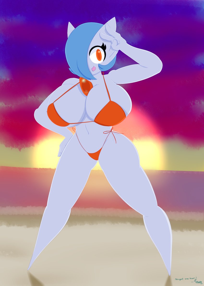 1girls anthro beach bikini breasts dannyiac female game_freak gardevoir lucy_(jcdr) pokemon pokemon_(species) pose sunset