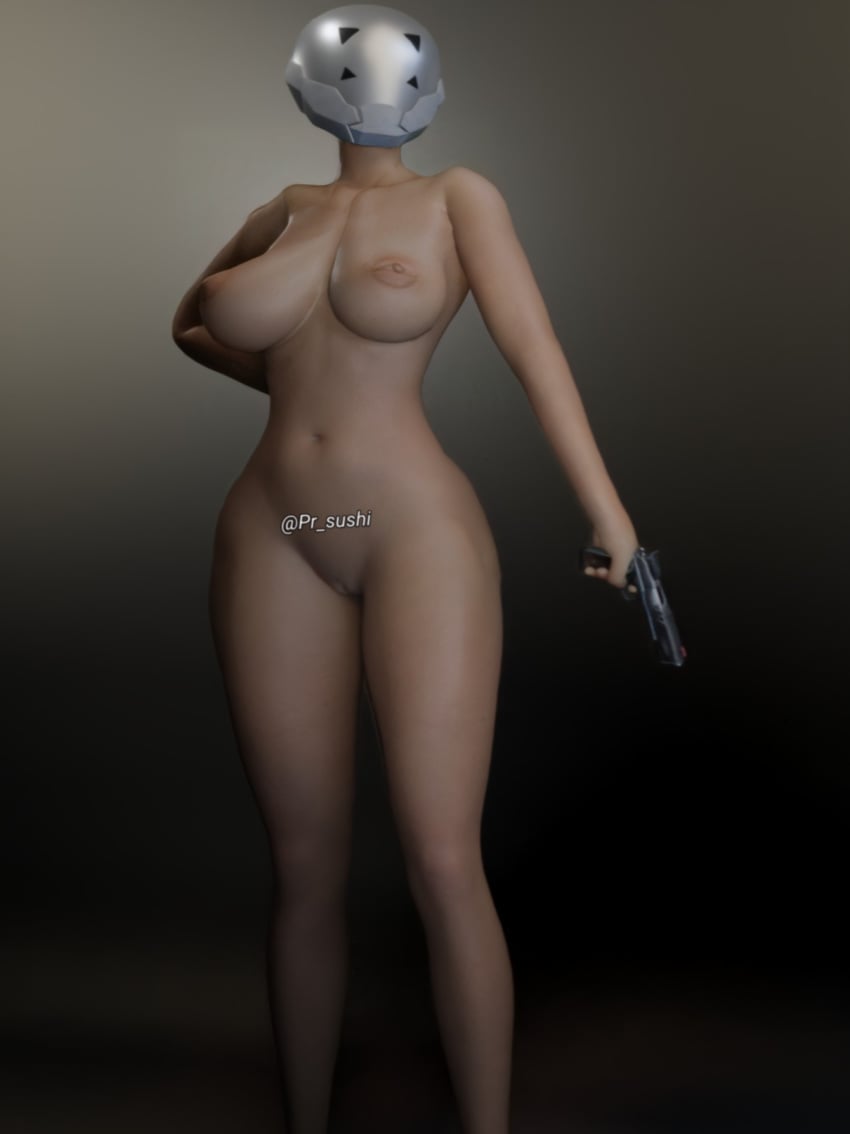 1girls 3d 8-ball_(fortnite) big_breasts breasts fortnite gun nude nude_female pr_sushi pussy rule_63 tagme