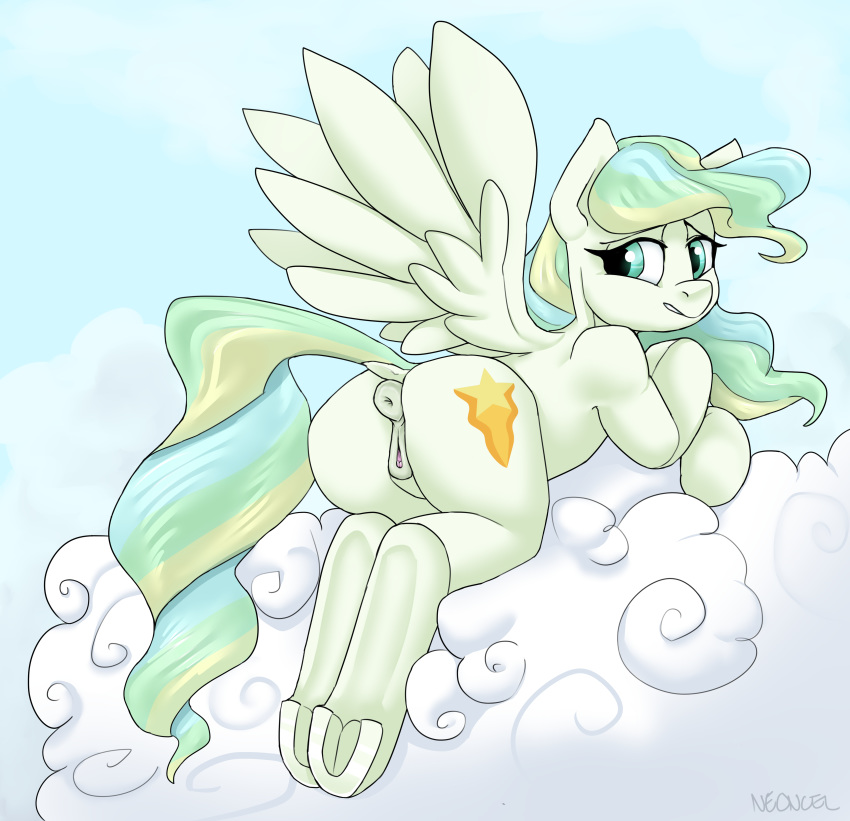 absurd_res anus ass cloud equid equine female feral friendship_is_magic genitals hi_res looking_back mammal my_little_pony neoncel pegasus pussy solo vapor_trail_(mlp) wings