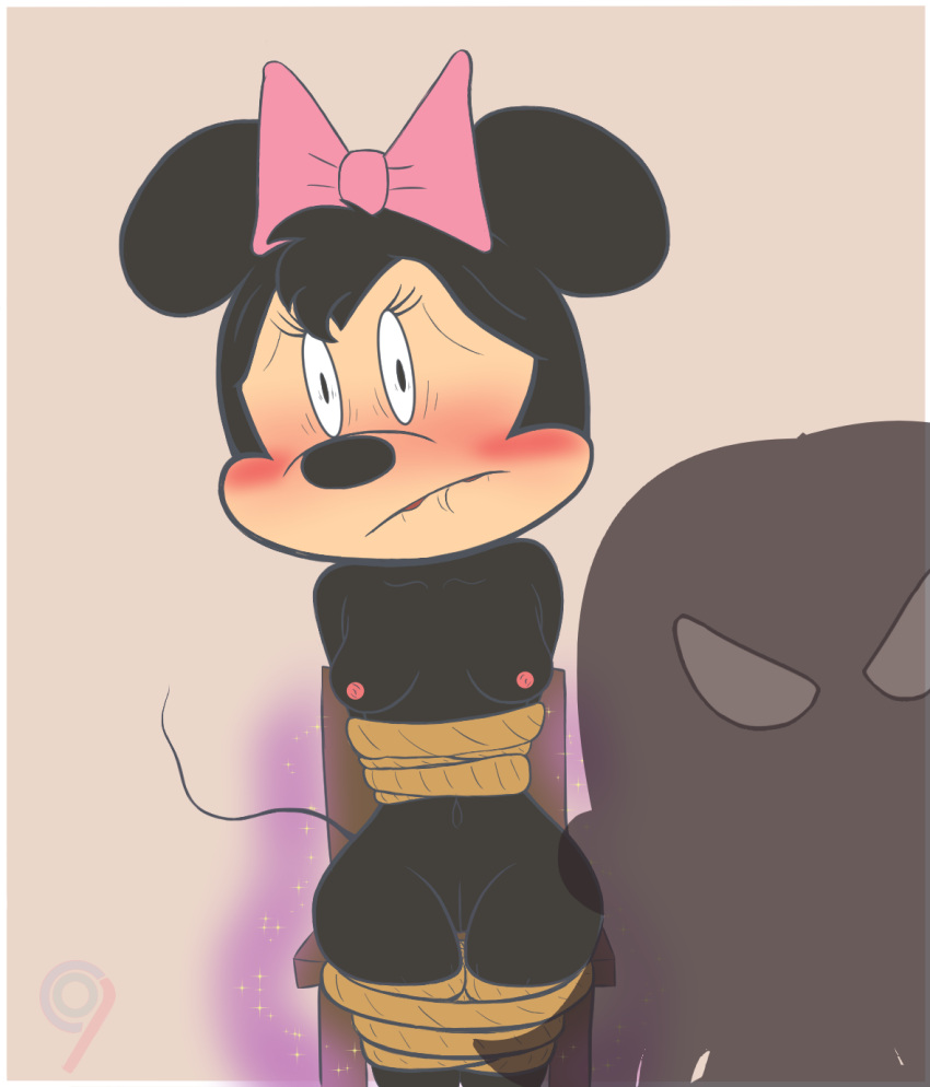 anthro anticipation blush bondage bondage bound bow_ribbon cicciolino disney disney_comics dominant dominant_female duo female female/female hi_res magica_de_spell mammal minnie_mouse mouse murid murine nude nude_female restrained_arms restrained_legs rodent scared shadow