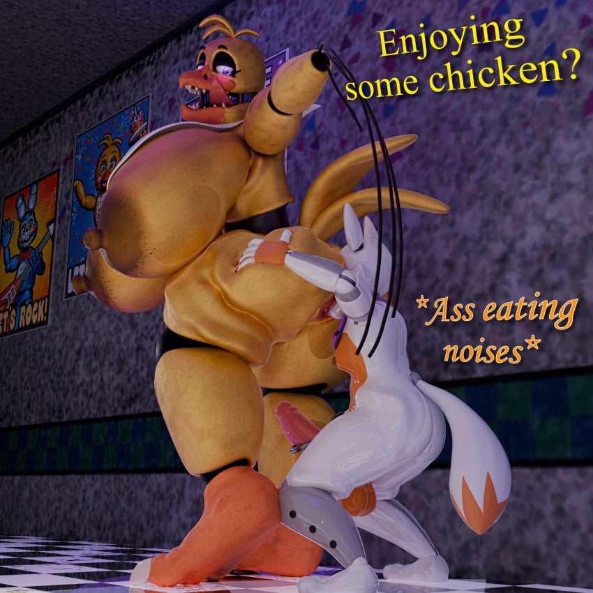 3d_(artwork) anal animatronic anonymousfm anthro anus areola ass avian balls beak big_breasts big_butt bird breasts canid canine chicken clothing digital_media_(artwork) duo english_text erection feet female five_nights_at_freddy's five_nights_at_freddy's_2 five_nights_at_freddy's_world fox galliform gallus_(genus) genitals hair hi_res huge_breasts humanoid_genitalia humanoid_penis lolbit machine male male/female mammal nipples nude open_mouth oral orange_body penis phasianid puffy_anus puffy_nipples rimming robot scott_cawthon scottgames sex size_difference smile tail teeth text thick_thighs tongue tongue_out white_body wide_hips withered_chica