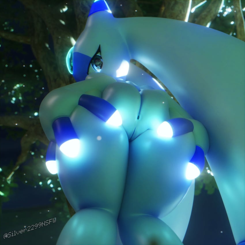 3d 3d_(artwork) anthro anus ass ass_focus big_ass big_thighs blue_eyes dat_ass female female_only huge_thighs looking_at_viewer lunaris_(pal) pal_(species) palworld pussy robot robot_girl silver2299 solo tagme thick_hips thick_thighs thighs white_body