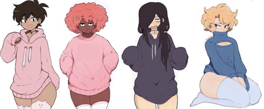 4boys 4femboys :3 anime_dork_boyfriend_meme blond_hair blonde_hair blue_sweater blue_thighhighs cat_thighighs charley_davis choker dark-skinned_femboy dark-skinned_male dark_hair dark_purple_hair dark_skin edit edited femboy_only goth goth_boy goth_femboy light-skinned_femboy light-skinned_male light_skin long_hair male male_only ms_pigtails multiple_boys original pink_hair pink_hoodie pink_sweater pink_thighhighs purple_hair purple_hoodie purple_sweater roland_bonhomme sergey_sokolov short_blonde_hair sitting_on_knees sky_guy skyguyart thick_thighs thighhighs third-party_edit turtleneck_sweater