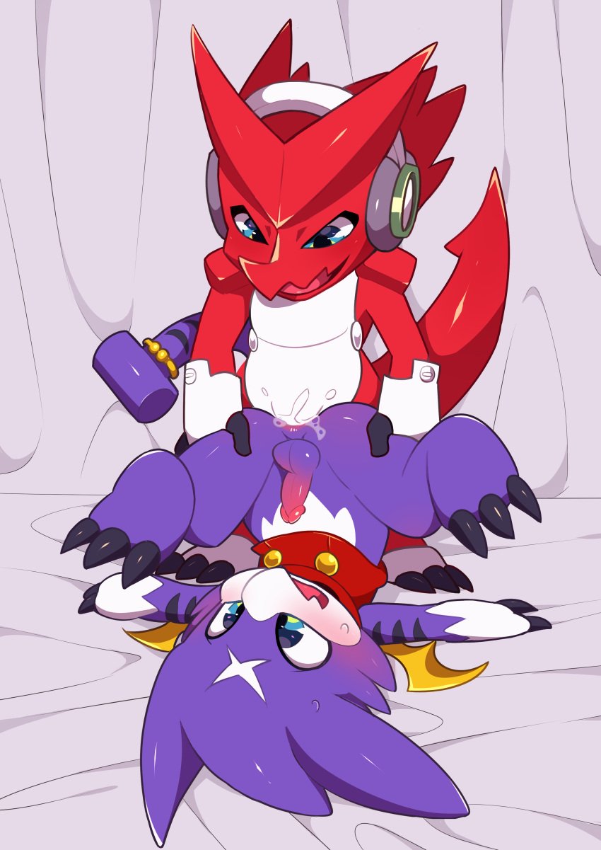 2boys anal anal_sex anthro anus balls blush cum cum_in_ass cum_inside digimon digimon_(species) dragon gay gumdramon hentaib male male/male male_only open_mouth penis sex shoutmon tongue yaoi