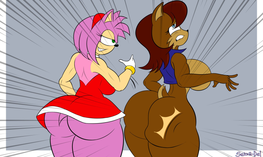 2024 2girls amy_rose animal_ears archie_comics ass ass_focus ass_slap big_ass big_breasts big_butt black_nose blue_eyes bottomless breasts brown_body brown_fur brown_hair brown_skin bubble_ass bubble_butt butt_slap chipmunk clenched_teeth clothed clothing commission curvaceous curvy curvy_figure dress duo duo_female eyelashes female_focus from_behind fur furry gloves green_eyes ground_squirrel hedgehog huge_ass huge_butt impact_lines mobian no_panties pink_body pink_fur pink_hair pink_skin rodent sally_acorn sega senzadel short_hair sideboob simple_background slapping_ass slapping_butt smirk sonic_(series) sonic_the_hedgehog_(archie) sonic_the_hedgehog_(comics) sonic_the_hedgehog_(series) tail thick_ass thick_thighs thighs topwear two_tone_body two_tone_fur vest