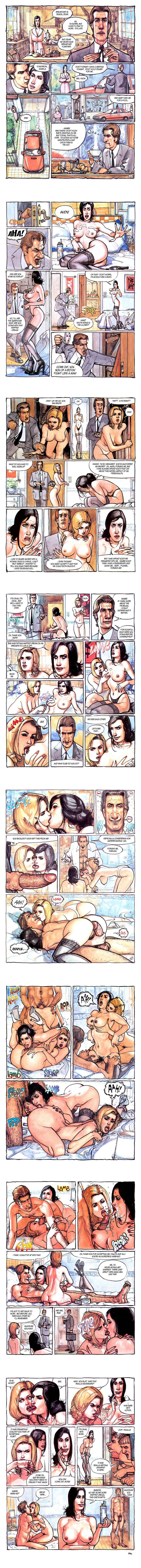 1boy 2girls anilingus bisexual black_hair blonde_hair blue_plate_special breasts brown_hair caught caught_in_the_act cheating cheating_wife colored comic crying cum cum_in_mouth deceit dialogue erect_penis erection fellatio female heels humor husband husband_and_wife ignacio_noe large_breasts male male_anilingus multiple_girls nipples nude nude_female nude_male onomatopoeia paizuri panties penis rimming short_comic speech_bubble straight teamwork thighhighs threesome traditional_media_(artwork) wife