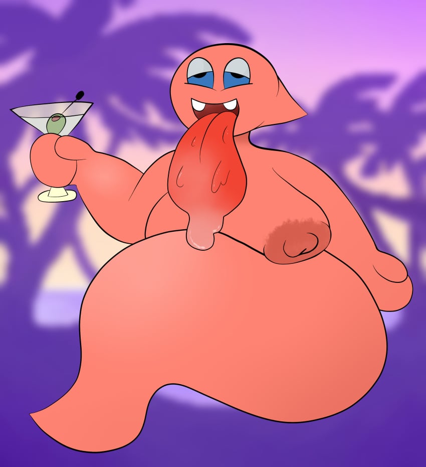 big_tongue blue_eyes boo_(mario) boo_block breast breasts drink drool drooling drunk fangs ghost ghost_tail long_tongue mario_(series) nintendo nipples pink saliva slightly_chubby super_mario_sunshine terebision tongue tongue_out unknown_gender wine wine_glass