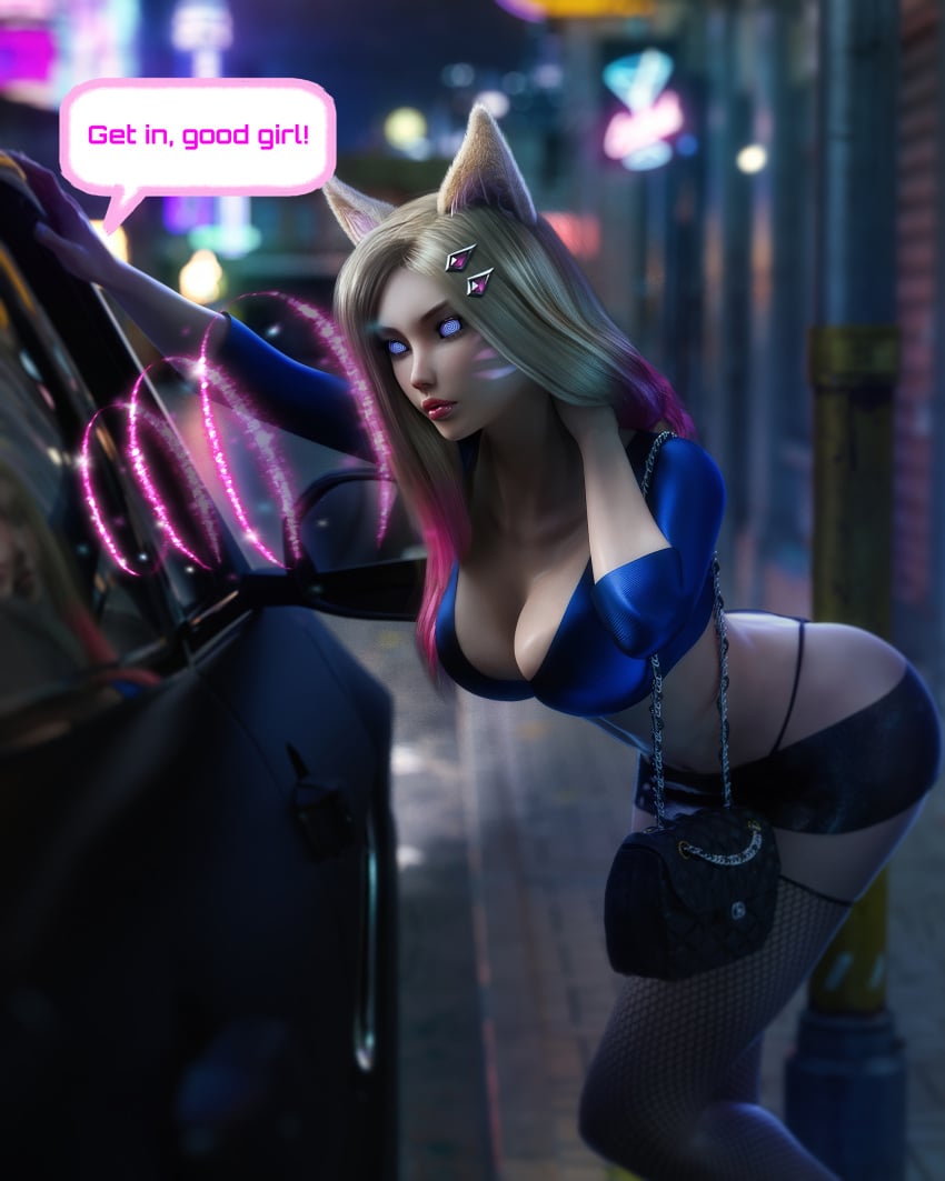 1girls 3d ahri bare_midriff bent_over big_breasts bimbo_prostitute blonde_hair blue_eyes breasts cleavage crop_top edit edited female female_only femsub fishnet_legwear fishnet_stockings fishnets fox_ears good_girl hypnosis k/da_ahri k/da_series large_breasts league_of_legends microskirt mind_break mind_control miniskirt offscreen_character prostitute prostitution riot_games soliciting solo spiral_eyes text text_bubble therealzoh thighhighs thong thong_above_skirt whisker_markings