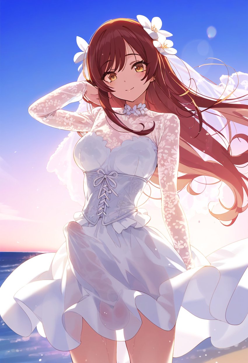 1futa ai_generated arm_up balls bangs beach big_penis blush blush_lines blushed blushed_face blushed_futanari breasts brown_hair bulge clothed clothed_futanari clothes clothing dickgirl doseogwan dress erect erect_penis erection erection_under_clothes eyebrows eyebrows_visible_through_hair eyelashes eyelashes_visible_through_hair futa_only futanari futanari_only hair hair_flower hair_ornament idolmaster idolmaster_shiny_colors large_penis long_hair long_penis long_sleeves looking_at_viewer medium_breasts one_arm_up osaki_amana outdoors outside penis penis_under_clothes penis_under_dress sea see-through see-through_clothing smile solo solo_futa standing sun tenting thick_penis thighs wedding_dress white_clothing white_dress white_wedding_dress