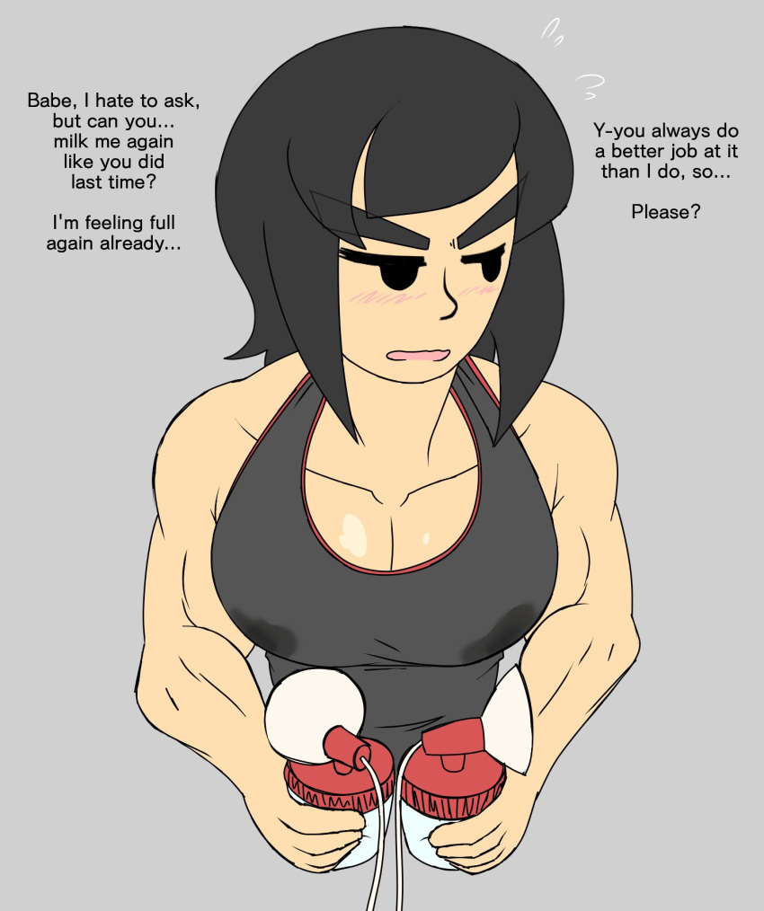 asking_for_it big blush blushing breast_pump breasts gay lactating mii_brawler milking_machine super_smash_bros. text tsundere xenondotexe_(artist) yaoi