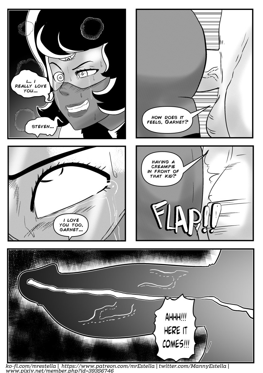 1girls black_and_white from_behind garnet_(steven_universe) gem_(species) gem_fusion mamada penis steven_universe text