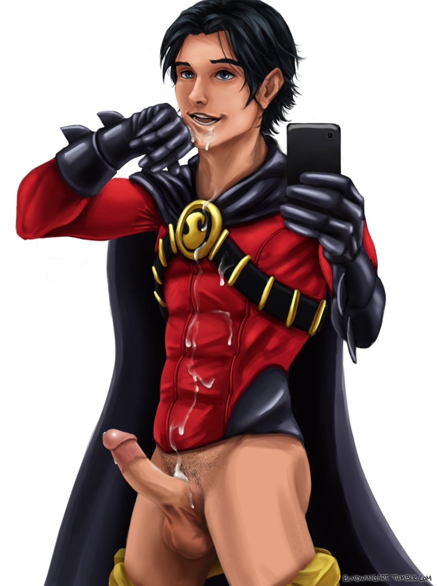 1male abs after_masturbation ass balls batman_(series) belt big_balls big_ears big_penis black_clothing black_hair bludwing blue_eyes cape circumcised colored costume cum cum_drip cum_dripping cum_leaking cum_licking cum_line cum_on_body cum_on_clothes cum_on_face cum_on_mouth cum_on_penis dc dc_comics ears erect_nipples_under_clothes erection eyebrows eyebrows_visible_through_hair facial fins gauntlets gay gloves half-dressed hand_on_face hands holding_object holding_phone human human_only large_penis long_hair long_hair_male looking_at_viewer looking_pleasured male male_nipples male_only masturbation multicolored_clothes multicolored_clothing muscles muscular_thighs neck nipples_visible_through_clothing no_underwear open_mouth pants_down penis penis_out phone pretty_boy red_clothing red_robin selfie shaved_crotch shaved_pubes simple_background skinny smile solo spikes standing symbol teen_titans teeth testicles tim_drake tumblr twink utility_belt watermark white_background white_skin white_teeth wiping_face wiping_mouth yellow_belt