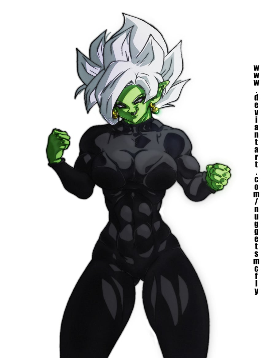 1girls 2019 abs big_breasts black_clothing black_suit bodysuit breasts core_person deviantart dragon_ball dragon_ball_super evil evil_grin evil_smile female female_focus female_only female_zamasu fusion goddess green_earrings green_skin hips hourglass_figure manga muscles muscular muscular_female nuggetmcfly pointy_ears potara_earrings rule_63 solo solo_female solo_focus spiky_hair super_saiyan super_saiyan_rose thick thick_thighs thighs traditional_media_(artwork) transparent_background watermark white_eyes white_hair zamasu