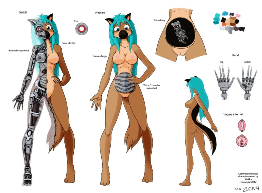 2012 android anthro artificial_womb ass aza baby baby_bot breasts canine color_palette cyborg female fetus fur furry machine mechabare mechanical model_sheet nude pregnant pussy robot robotic_reveal x-ray zenu