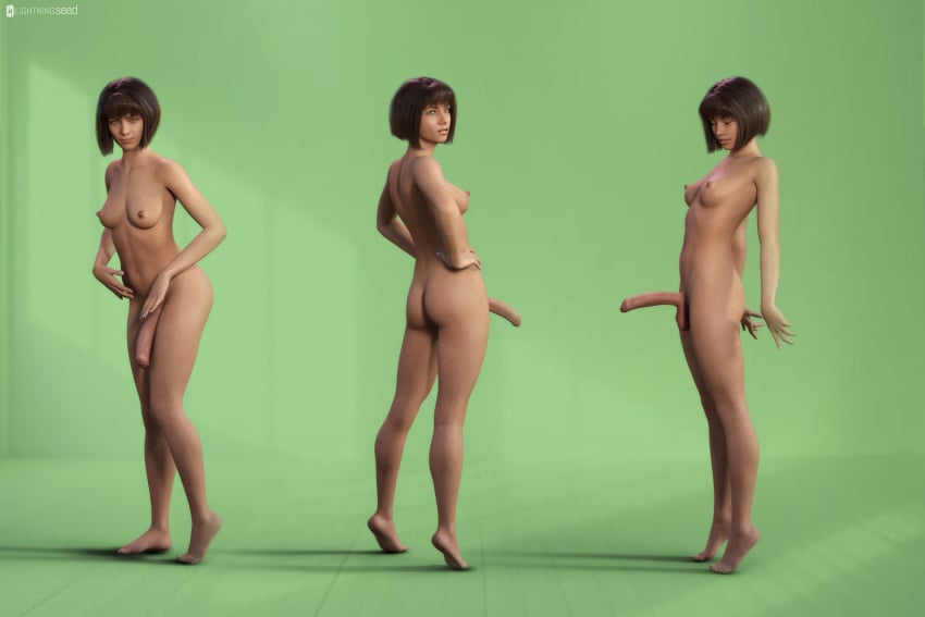 1futa 1girls 2021 3d ass ass_cheeks brown_hair butt butt_cheeks closed_eyes foreskin futa_only futanari green_background hands_on_hips jessie_(lightningseed) lightningseed looking_at_viewer naked naked_futanari naked_woman nude nude_futanari nude_woman posing semi-erect short_hair slushe_(website) small_breasts solid_color_background solo solo_focus solo_futa standing uncircumcised_futa uncircumcised_penis uncut uncut_futa uncut_penis