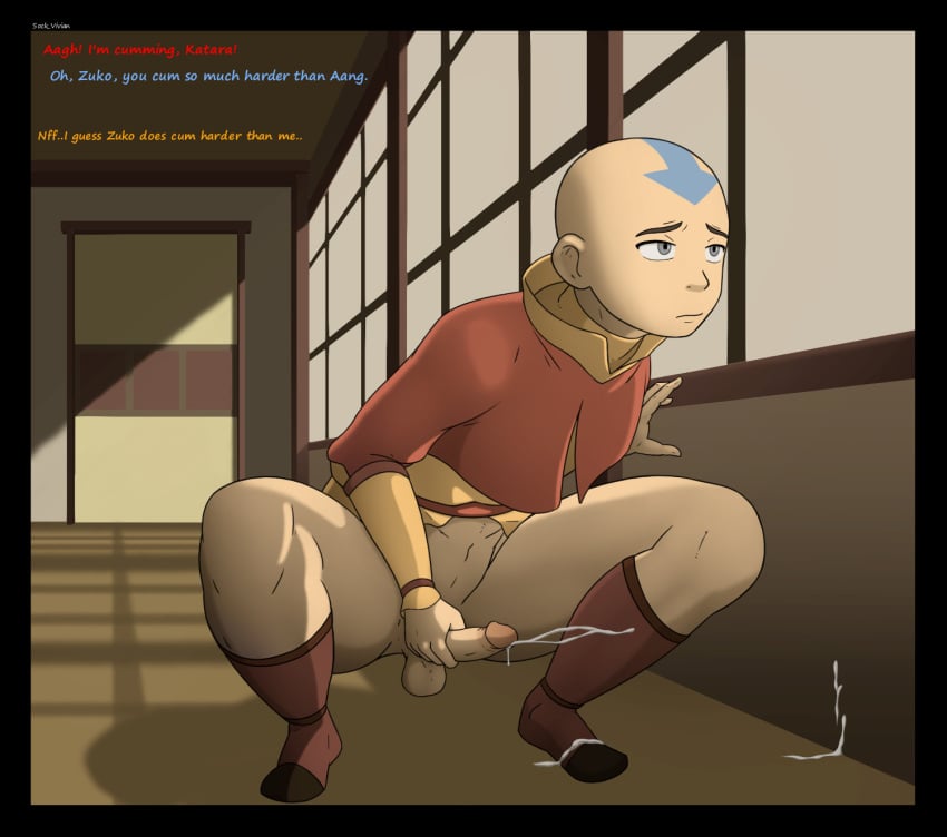 1boy aang air_nomad airbender_tattoo avatar_legends avatar_the_last_airbender balls bottomless_male cuckold cum cumming ejaculation hiding male male_only masculine masturbating masturbation penis sad skinny sock_vivian solo squatting the_avatar young