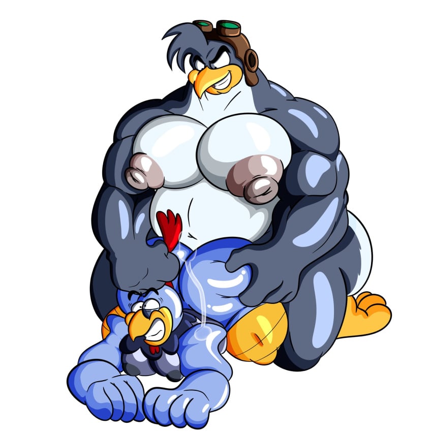 adelie_penguin adventures_of_sonic_the_hedgehog anthro ass avian avian_caruncle big_butt big_nipples bird chicken comb_(anatomy) doggy_style duo from_behind_position galliform gallus_(genus) glistening glistening_body grin head_crest hi_res huge_butt humanoid kneeling machine male midgel_(3-2-1_penguins!) musclegut muscular nipples penguin phasianid possbooty pull_hair robot scratch_(adventures_of_sonic_the_hedgehog) scratch_(sonic) sega sex slightly_chubby smile sonic_(series) sonic_the_hedgehog_(series)