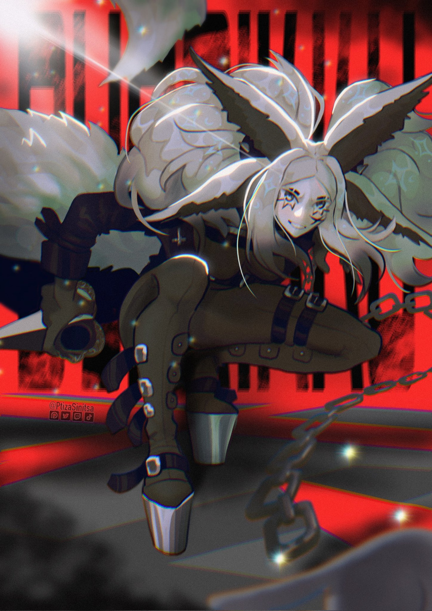 dya_rikku_(vtuber) face_markings female fox_ears virtual_youtuber vyugen white_eyes white_hair