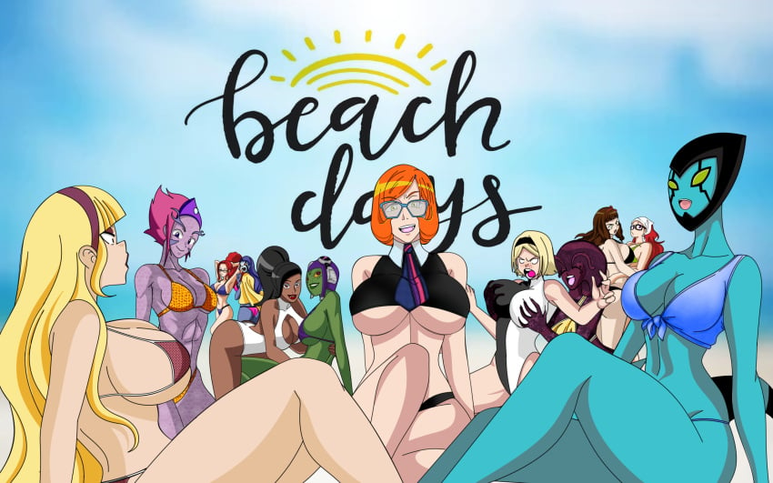 12girls abs alien_girl ass attea beach ben_10 big_breasts bikini blonde_female blonde_hair blue_skin breasts character_request cleavage crop_top crossover ester ester_(ben_10) eunice eunice_(ben_10) female female_ben female_focus female_only gravity_falls green_skin groping gwen_tennyson gwen_tennyson_(omniverse) helen_wheels human human_female incursean kai_green kineceleran kraaho lenopan lucy_mann maudxie midriff multiple_girls pacifica_northwest revonnahgander rook_shar swimsuit tagme underboob