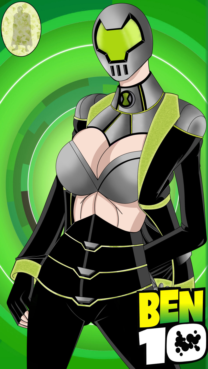 1girls abs alien alien_girl ben_10 ben_tennyson black_lipstick breasts chronian cleavage eon_(ben_10) female female_ben female_focus female_only fingerless_gloves gloves helmet large_breasts maudxie midriff mtf_transformation omnitrix panties rule_63 short_hair solo solo_female solo_focus transformation