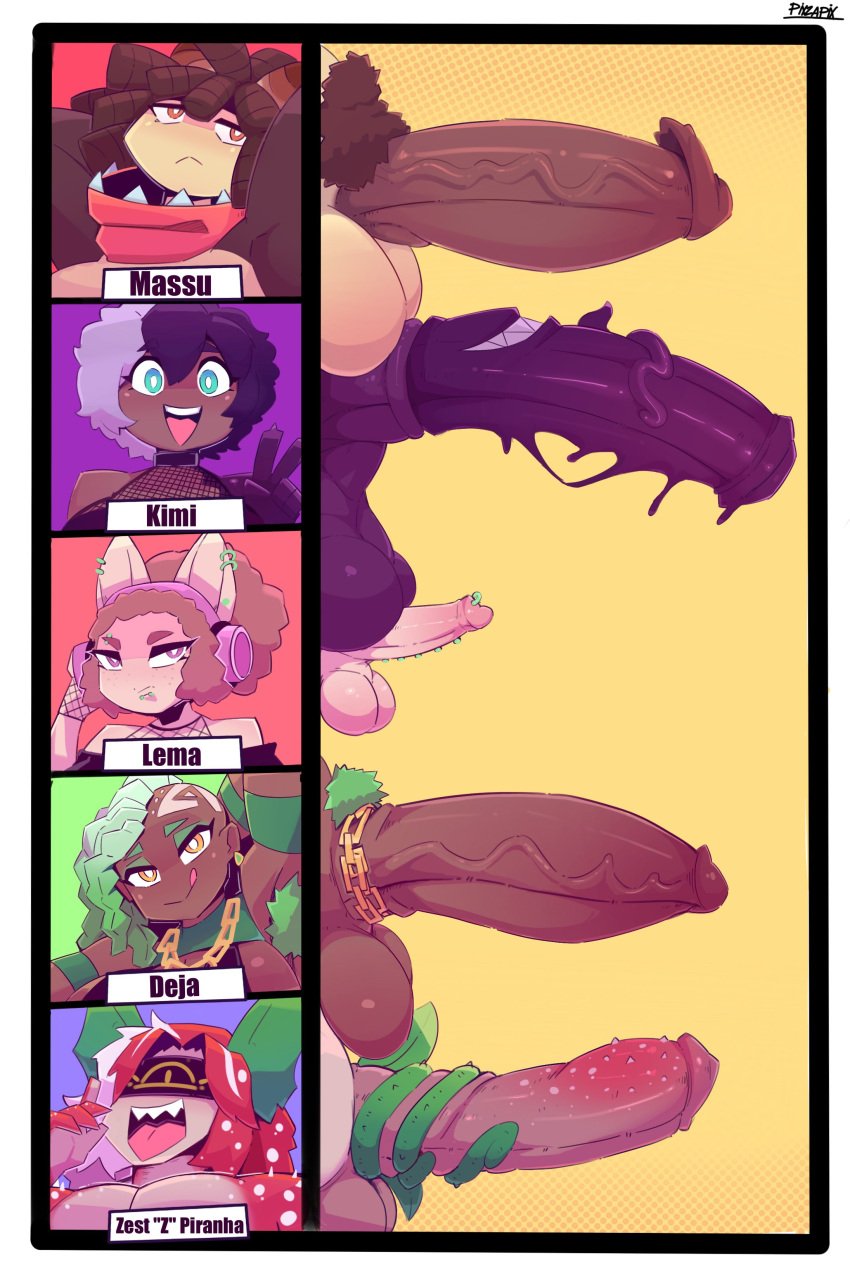 5futas animal_genitalia balls barbed_penis chart dark-skinned_futanari dark_skin erection futa_only futanari gigantic_penis hi_res horsecock huge_balls huge_cock light-skinned_futanari light_skin medium_penis monster_cock monster_girl original original_character penis penis_size_chart penis_size_comparison penis_size_comparison_meme penis_size_difference pixzapix plant_girl size_chart slime small_penis unusual_penis