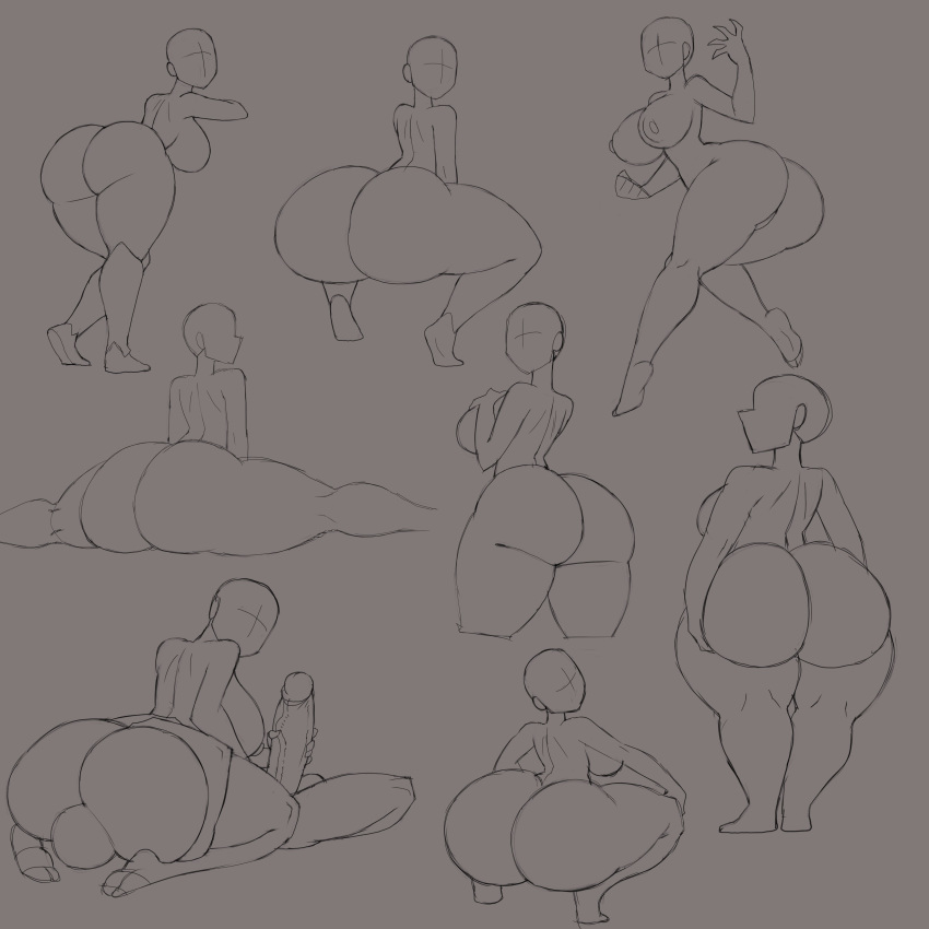 ass ass_focus big_ass big_breasts erect_penis face_in_ass figure gray_background practice sample shortstack sketch straight tagme zrfurious