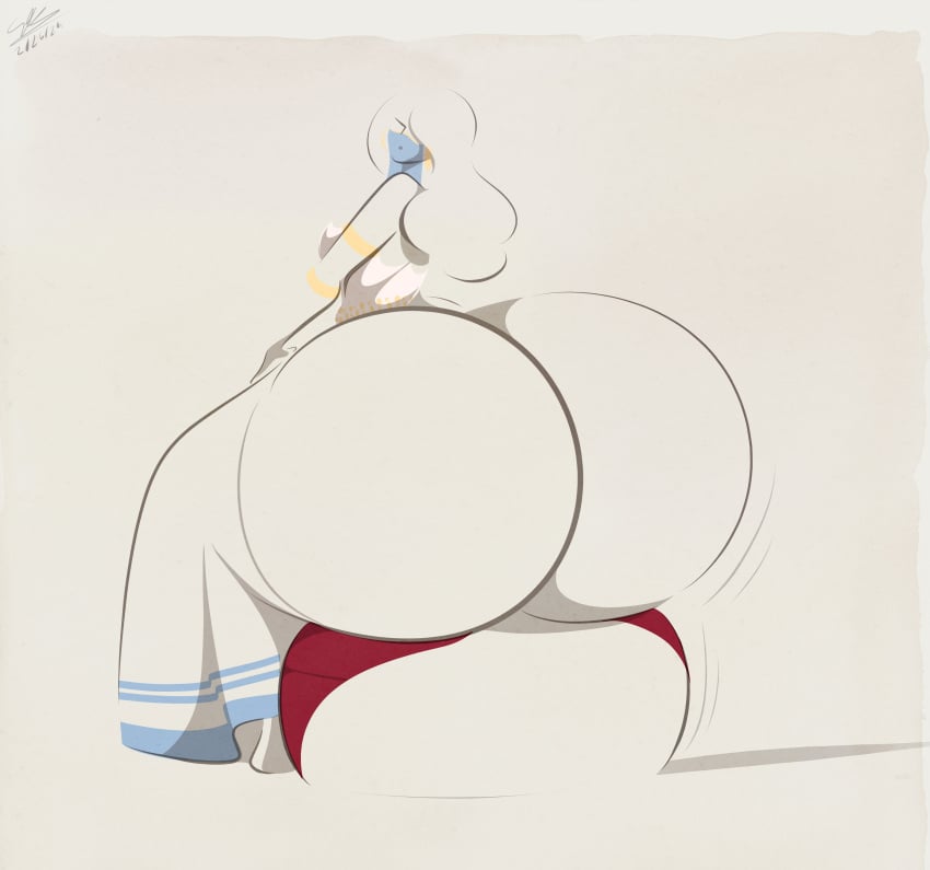 1girls ass ass_body back_view female hyper_ass minimalist motion_lines selaiki sitting sparks_spectrum