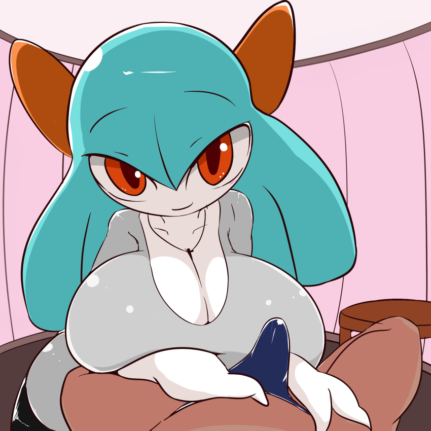 1:1 2019 bedroom_eyes big_breasts breasts bulge clothing cross duo female first_person_view gentle_femdom hi_res huge_breasts human humanoid imminent_fellatio imminent_oral interspecies kirlia looking_at_viewer male mammal narrowed_eyes nintendo pokémon_(species) pokemon pokemon_(species) pokephilia red_eyes rui_(sugaru) seductive shiny_pokemon shirt smile straight sugaru topwear video_games