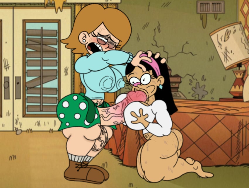 1futa bedroom bedroom_sex big_balls blowjob cum_in_mouth cum_inside dickgirl erection fellatio female futa_on_female futadom futanari huge_balls huge_cock jackee_(the_loud_house) large_penis mandee_(the_loud_house) motel_room muscular_female nickelodeon paizufella paizuri paizuri_under_clothes pectorals penis pleasure_face robin2024_(artist) sex sweat sweating teenage_girl teenager the_loud_house titjob veiny_penis veiny_testicles