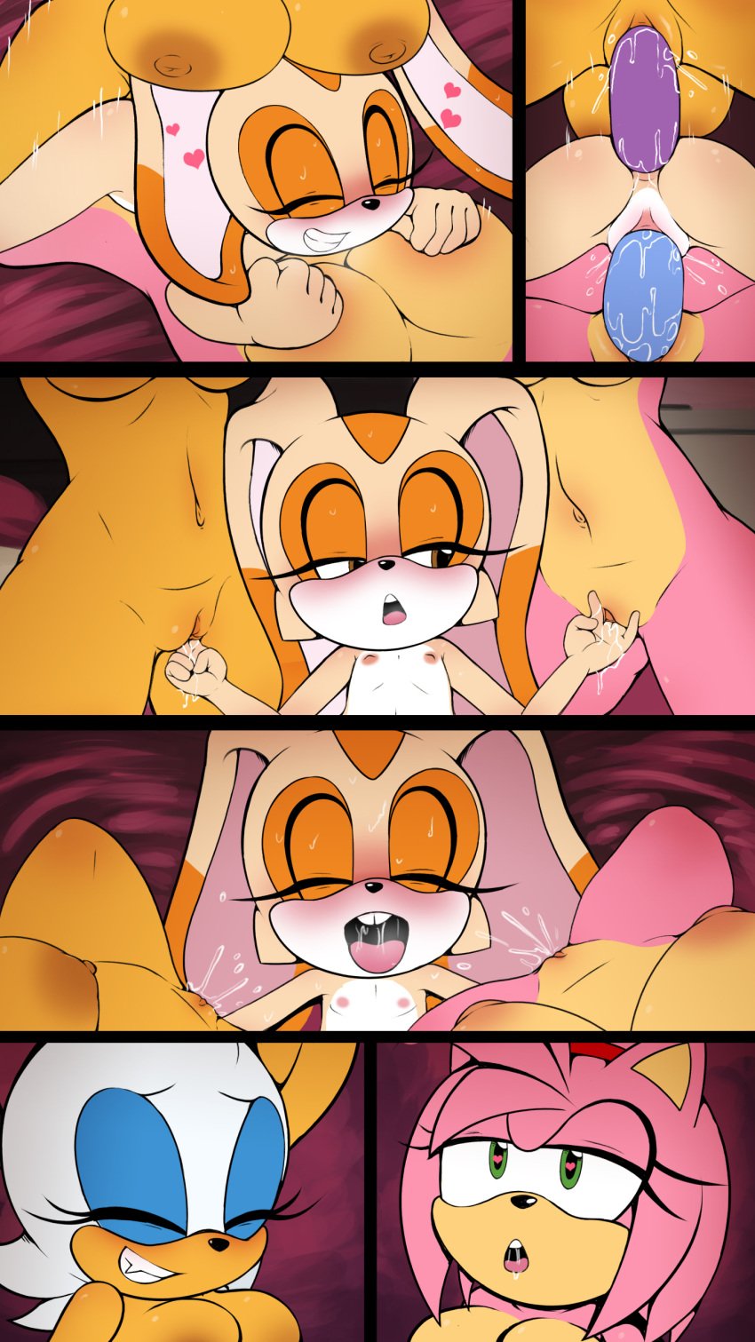 age_difference amy_rose bat_girl bunny_girl comic cream’s_sleepover_(comic) cream_the_rabbit furry furry_female furry_only goth_reaper rouge_the_bat sega sleepover sonic_(series) sonic_the_hedgehog_(series) wings yuri