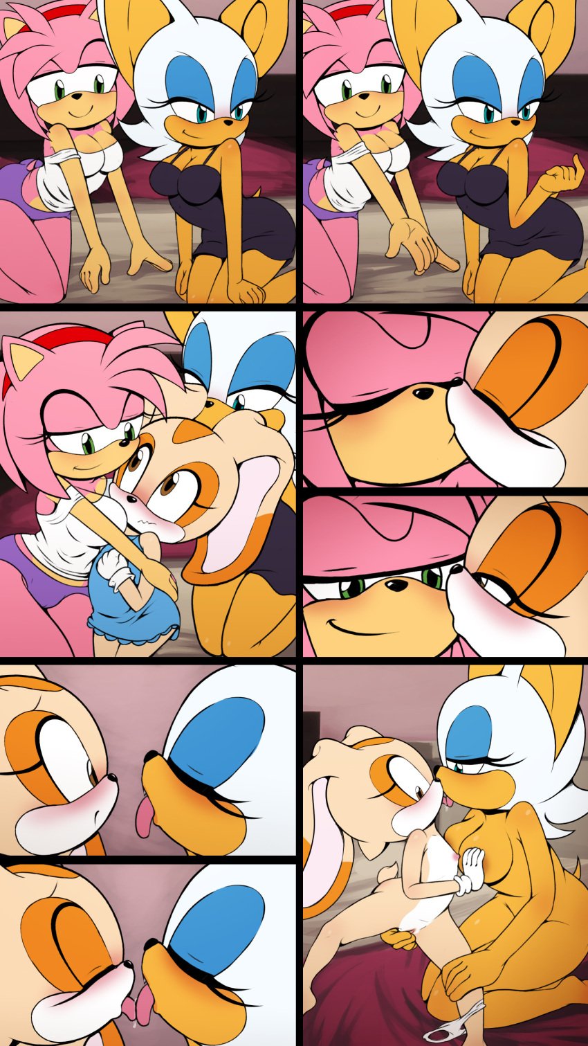 age_difference amy_rose bat_girl bunny_girl clothing comic cream’s_sleepover_(comic) cream_the_rabbit fingering furry furry_female furry_only goth_reaper medium_breasts nightgown panties rouge_the_bat sega sleepover sonic_(series) sonic_the_hedgehog_(series) wings yuri