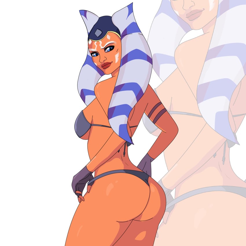 1girls ahsoka_tano alien ass bikini female female_only fiveklaus orange_skin panties solo star_wars the_clone_wars:_season_seven togruta zoom_layer