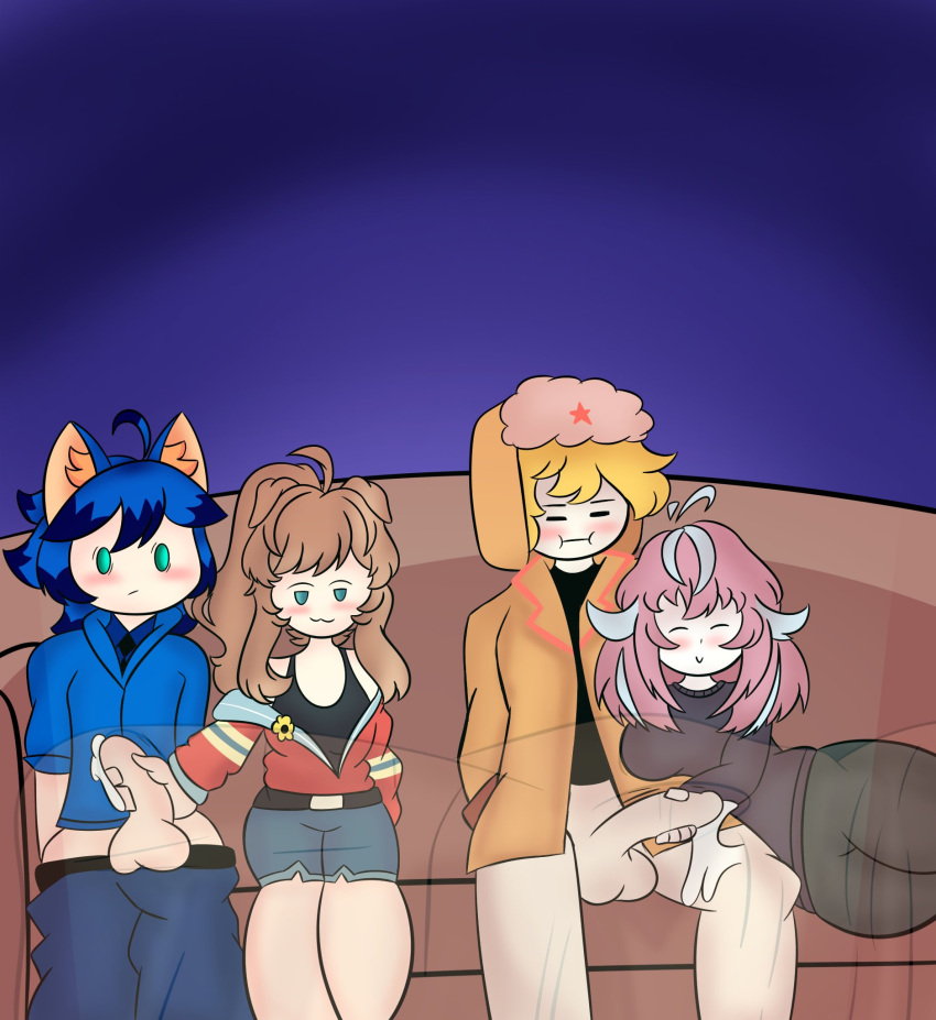 2boys 2girls alejandro588 anthro cum emikukis emilio24527514 just_nova latam_virtual_youtuber lilybell_vt oneeshi parra_(vtuber) penis virtual_youtuber vtuber vtuberfanart