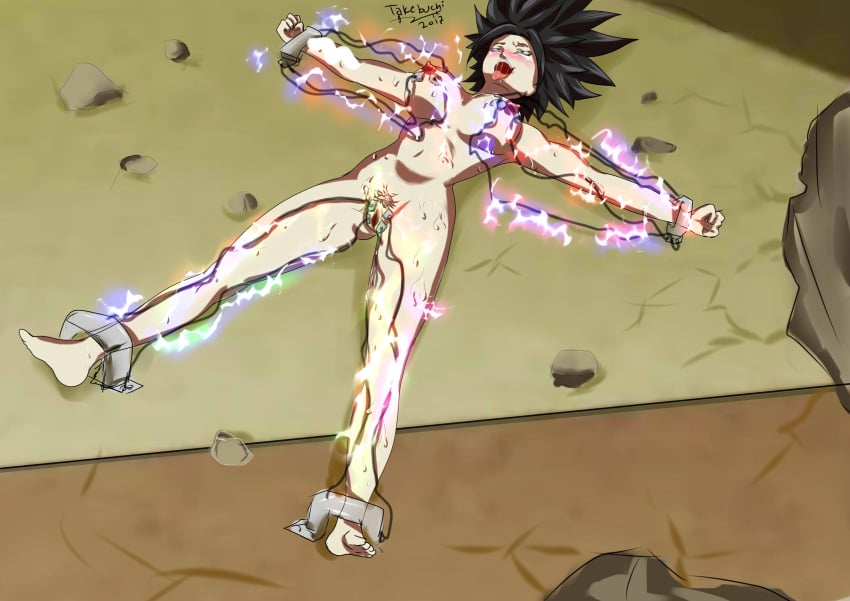 1girls armpits black_hair blonde_hair caulifla clitoral_stimulation collage dragon_ball dragon_ball_super electric electric_shock electricity electro electrodes electrostimulation erect_nipples exposed_pussy female_ejaculation forced_ejaculation forced_orgasm happy_sex looking_pleasured muscle muscles muscular_female nipple_stimulation nude nude_female orgasm pleasure_face pleasured pubic_hair restrained restrained_arms restrained_legs restraints shock shocked shocking sparks spasming spasms super_saiyan takebuchi tournament_of_power twitching wires