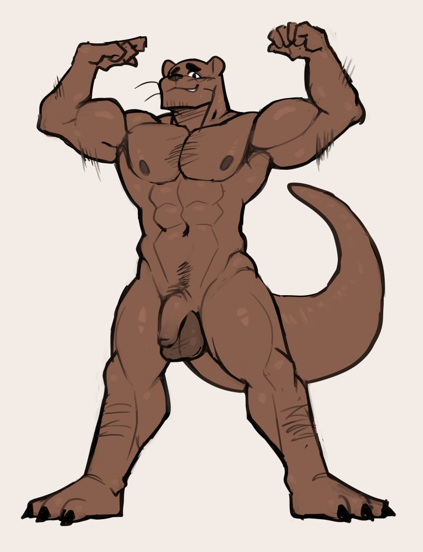 1boy 4:5 abs absurd_res anthro arms_bent balls ballsack barefoot beefy body_fur body_hair brown_body brown_fur chest_hair claws clothing daddy dangling_testicles feet finally_faded flaccid_penis foreskin genitals gesture heavy_balls hi_res himbo humanoid_penis intact ledange looking_at_viewer low_hanging_balls male male_nipples male_only male_pubic_hair mammal manly muscles muscular_anthro muscular_male mustelid nude_male otter partially_retracted_foreskin pecs penis pose presenting pubes pubes_exposed raised_arms raul_(finally_faded) scrotum showing_teeth simple_background smile smooth_penis solo spread_arms standing tail testicles tuft uncut whiskers